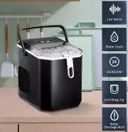 Portable Countertop Ice Maker: 26Lbs/24H, 9 Cubes in 8 Mins, with Handle, Scoop,