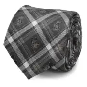Mickey and Friends Charcoal Plaid Men's Tie - 100% Silk
