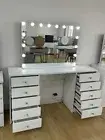 WHITE MAKE-UP DRESSER TABLE WITH LED MIRROR WITH 10 DRAWERS KL-DS06 O1