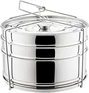 HHWRT Stackable Steamer Insert Pans, Stainless Steel 3 Tier Stackable Insert Pans, Food Steamer for Pressure Cooker, Baking Pans for Flan, Pot in Pot for Baking, Steaming & Casseroles