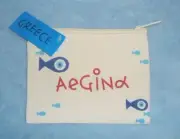 Genuine Made in Greece AEGINA Fish Pouch Zip Up Sm Bag Souvenir 100% Cotton NEW