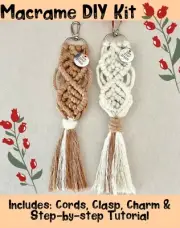 Macrame Keyring DIY Kit with Cords, Clasp, Charms and Step-by-step Tutorial