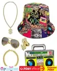 Rap Star 90s Necklace Bracelet Ring Glasses MC Hammer Costume Hip Hop