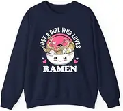 [X.Style] Just a Girl Who Loves Ramen Japanese Noodles I Love Ramen ds028 Sweater Navy M