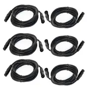 6Pcs 15ft Male Cable to 3-Pin Female Shielded XLR Cables for PA Audio DJs System