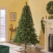 Pre Lit Artificial Green Mixed Spruce Christmas Tree Color Lighted Home Holiday