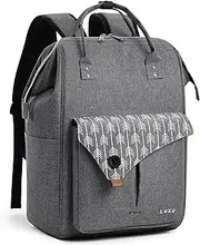 Lekebaby Laptop Backpack 15.6 Inch Women Computer Backpack Travel Back Pack for Business/School/College, Work Stylish Casual Daypack Water Repellent, Grey
