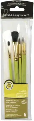 Royal & Langnickel(R) Sable/Camel Value Pack Brush Set-5/Pkg 9119