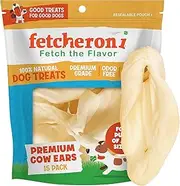 Cows Ears for Dogs, Thick and Large Dog Ears, Single Ingredient and No Odor Cow Treats, Long Lasting Cow Ears, Natural & Grass-fed Dog Treat Animal Ears, Cow Ears for Puppies and All Breeds (15 Pack)