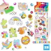 DIY Sparkle Gem Children's Kids 6 Stickers Cartoon Diamond Painting,Fun Arts and Crafts Kits Magical Art 19x19cm Garden