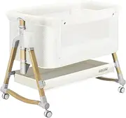 HARPPA Cuddly Bassinet, 3 in 1 Baby Bassinet with Wheels, 5 Height Adjustable, Includes Mosquito Net, Mattress, Anchor Strap (White)