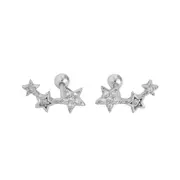 ANYCO Earrings Sterling Silver Screw Beads Chic Gold Star Zircon Stud For Women Girl Teen Fashion Stylish Accessories Jewelry Gifts