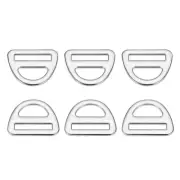 0.98" Adjuster Triangle with Bar Swivel Clip D Dee Ring Buckle, 6Pcs Silver