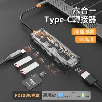 在飛比找Yahoo奇摩購物中心優惠-ANTIAN Type-C 六合一 多功能透明HUB筆電轉接