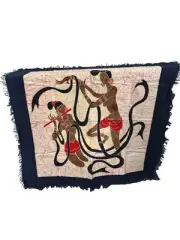 Lot of 2 Batik, Screen Printed Cloth Fabric Indian Tapestry Pcs Textile Art