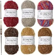 Dishcloths Scrubby Yarn - Crocheting Weaving Yarn, Scrubby Yarn Roving | Braiding Korean Polyester Assorted Roving Gold Yarn, Making Dishcloths Shiny Silk Yarn Hand Knitting Roving for Crochet Bag
