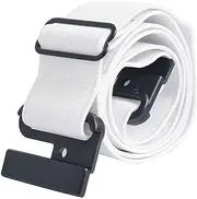 [Generic] Non Slip Backing Flat Buckle Stretch No Belt Adjustable Show Belt Mans Leather Belt