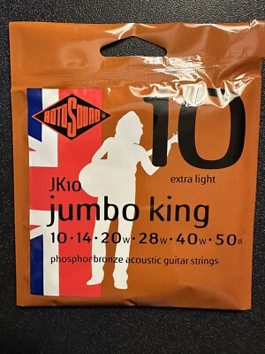Rotosound JK10 Jumbo King Phosphor Bronze Acoustic Guitar Strings Extra Light