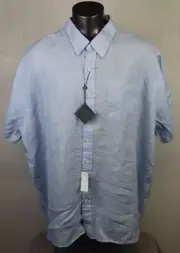 Mens Brooks Brothes Baird McNutt Irish Linen Shirt Blue Short Sleeve Size 4XL