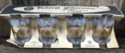 Vintage Federal Glassware Houses Homes Neighborhood Blue Gold Glass Set New
