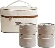 Stainless Steel Bento Box Adult Lunch Box, Portable Insulated Food Lunch Container Set with Thermal Lunch Box, 4 Separate Stackable Lunch Container for Adult Kids Men Women