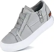 [JENN ARDOR] Wedge Sneakers for Women Fashion Canvas Shoes Casual Platform Hidden Heel Womens Slip On Sneaker Non Slip Side Zipper