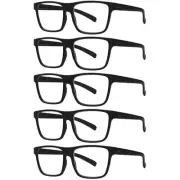 5 Pack Oversized Reading Glasses for Men and Women Square Large Frame Blue Li...