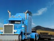 1/64 DCP BABY BLUE PETERBILT 379 W/ 63" MID ROOF SLEEPER & TALBERT LOWBOY