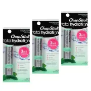 ChapStick Total Hydration Cooling Peppermint Non-Tinted Lip Balm Care -Lot of 3