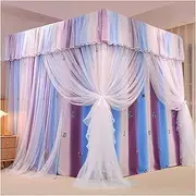 Bed Curtain Four Poster Bed Canopy Shading Mosquito Net Princess Curtains Canopy for Girls Single/King Size Bed Available in All Seasons(Size:1.5×2m/4.9×6.6ft,Color:D.)