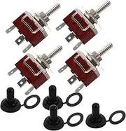 Gatuida 4 Sets Automotive Toggle Switches 3-pin On-Off-on Marine Toggle Switch Heavy Duty Toggle Switch Boat Toggle Switch with Waterproof Cap