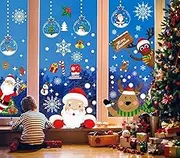 Christmas Window Clings, T Tersely 8 Sheets Stickers, Snowflake Snowman Santa Reindeer Window Stickers,Removable Static Window Stickers, for Christmas Window Decoration