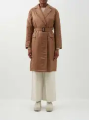 New MAX MARA The Cube GREENC Padded Coat with belt-Camel Brown-Ital 48/US14/UK16