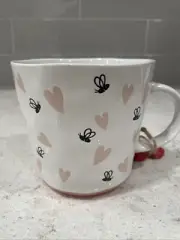 BEE MINE 18oz Bees & Pink Hearts Embossed Prima Designs Valentines Mug Cup NEW