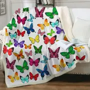 White Back Full of Vivid Colored Butterflies Throw Blanket