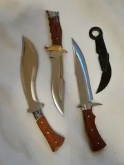 SET 4 knives - Kukri Machete Knife , 2 Bowie Knives , and Folding Karambit