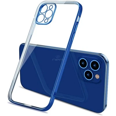 Blue iPhone 12/12 Pro 6.1 Clear Metallic Bumper AN