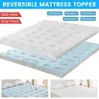 1000GSM Cooling & Warm Reversible Mattress Topper Protector Pad 45cm Deep Pocket