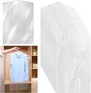 Jindizi 100pcs Plastic Garment Bags for Hanging Clothes, Dust Proof Clear Clothes Covers Dry Cleaner Bags for Dry Cleaning, Closet, Travel, Moving (60 x 90cm)