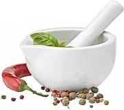 Mini Pestle and Mortar Set - Small and Compact 7cm Mortar and Pestle Kitchen Tool for Grinding Spices and Herbs with Ease - Made from Traditional Porcelain