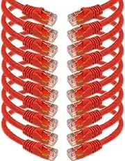 iMBAPrice Cat6 Snagless Ethernet Patch Cable in Red 0.5 Feet (6 Inches) - 10 Pack