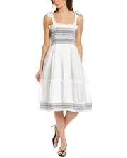 Elie Tahari Smocked Midi Dress