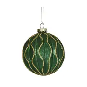 Vixen & Velvet Wave Bauble Green & Gold 8cm