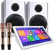 Karaoke System Set, 18.5inch Capacitive Touch Screen KTV Player with Wireless Microphone & 8 Inch Speaker, Built-in 500G Hard Drive, AI Intelligent Voice Control Song Function