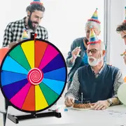 Costway 48cm Prize Wheel Editable Dry Erase 14 Slots Fortune Spinning Game w/Storage Box Party Gift