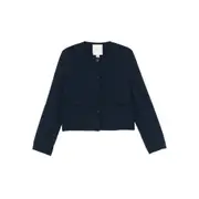 [Calvin Klein] Calvin Klein Button-front Cropped Jacket 8 UK BLUE