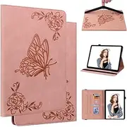 Case for Samsung Galaxy Tab S9/S9 FE 11 Inch - PU Leather Folio Stand Case with Card Pocket,Zipper Design Tablet Cover Pink