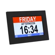 Artiss 8" Digital Day Clock Alarm Calendar Dementia Date Week Month Year Black