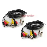 2X 50FT 15M BNC CCTV DVR SECURITY CAMERA SYSTEM AUDIO RCA VIDEO DC POWER CABLE