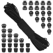 40Pcs Plastic Cord Locks with 1/8-Inch 65ft Elastic Cord Stretch String Sing-...